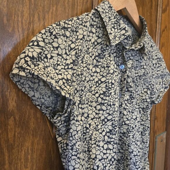 Calvin Klein Vintage Cotton Floral Short Sleeve Button Down  Shirt SZ 4 - Picture 2 of 8